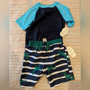 Baby bathing suit shorts and rashgaurd